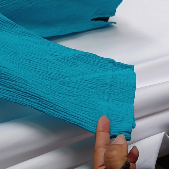 Focus Casual Line Lagenlook Textured Top M NWT, Turquoise - Picture 4 of 7